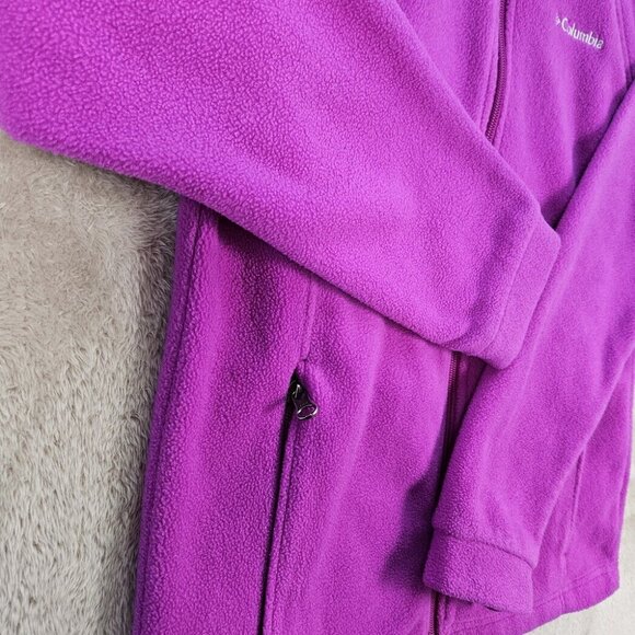 Columbia Jacket Kids Girls Youth L (14-16) Full Zip Fleece Pink Zipped Pockets - Picture 7 of 10